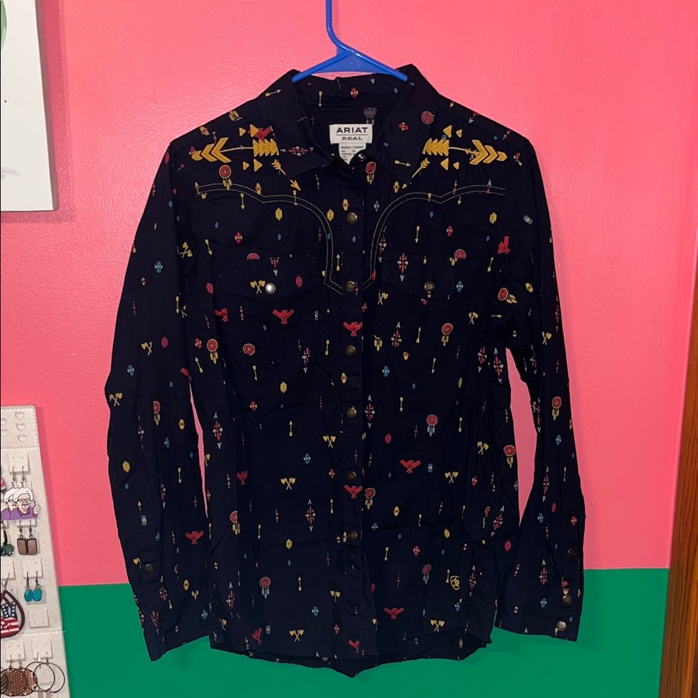 Ariat Women’s l Blue Shirt with Colorful Accents